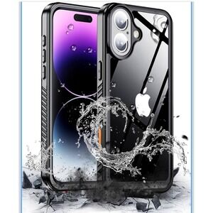 Hualele for iPhone 16 6.1" Case Waterproof Military-Grade Drop Protection Black